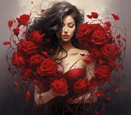 Woman Red Roses